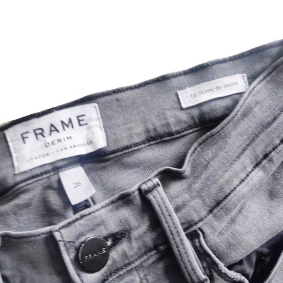 Frame Le Skinny de Jeanne Grey Distressed Jeans - Picture 3 of 7